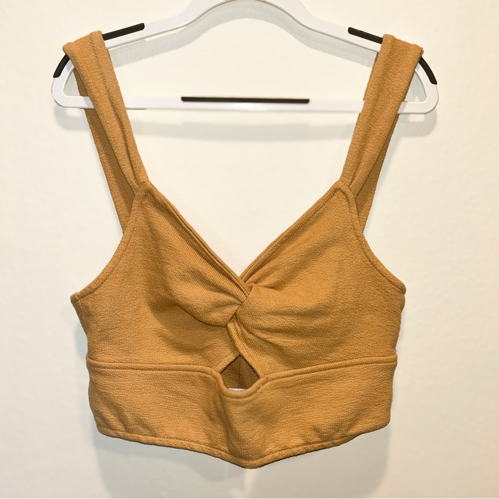 Golden tan Knotted Crop Top Tank